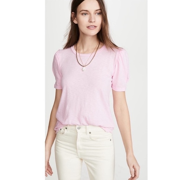 Sundry Puff Sleeve Pink Tee - Picture 1 of 8